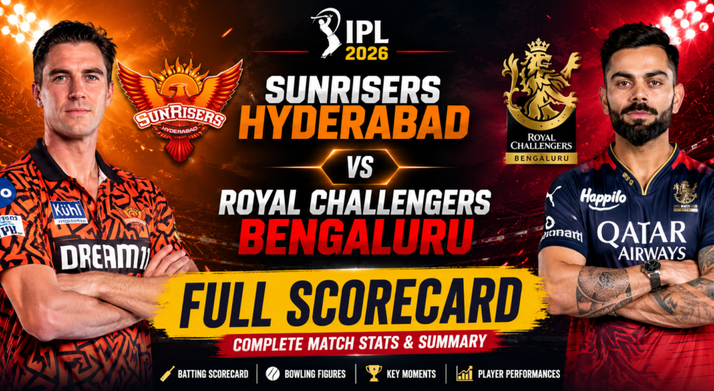 Sunrisers Hyderabad vs Royal Challengers Bengaluru – Full IPL 2026 Scorecard