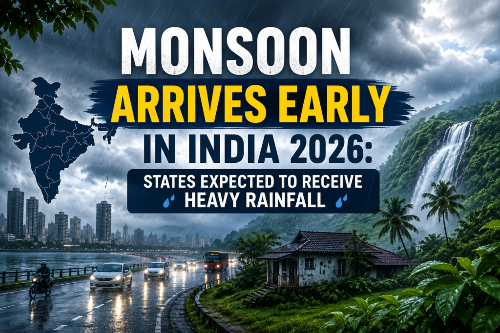 Monsoon Arrives Early in India 2026: States Expected to Receive Heavy Rainfall