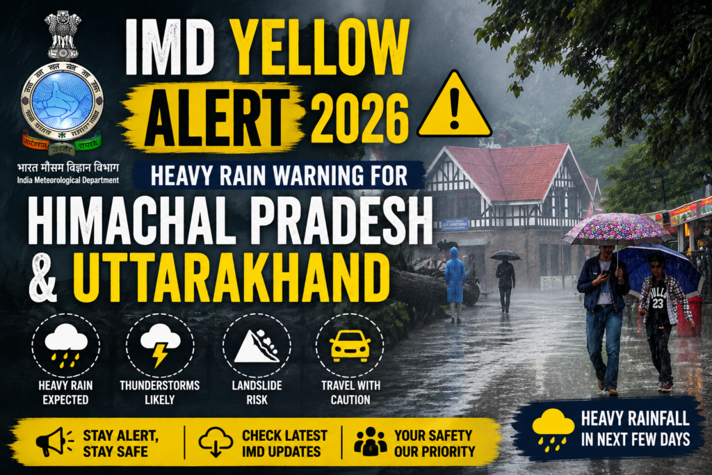 IMD Yellow Alert 2026: Heavy Rain Warning for Himachal Pradesh & Uttarakhand