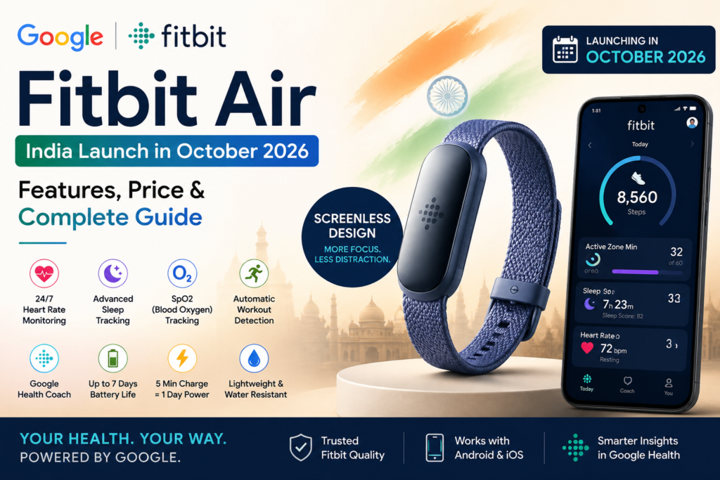 Google Fitbit Air India Launch in October 2026: Features, Price & Complete Guide
